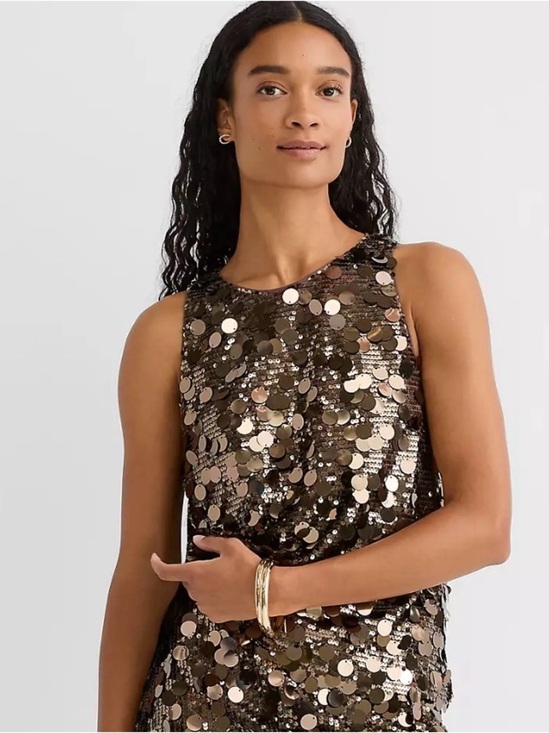 LOFT Tops - LOFT Brown Gold Sequin Party Top sleeveless size small NWT